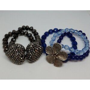 BUNDLE lot 2 layered fun statement stretch bracelets puff hearts and flower